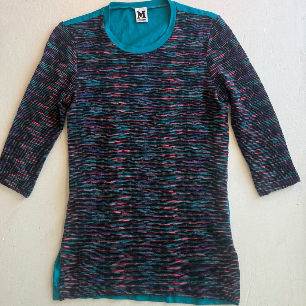 M MISSONI Italy Valentino Space Dyed striped tunic top Runs Small Vintage Retro